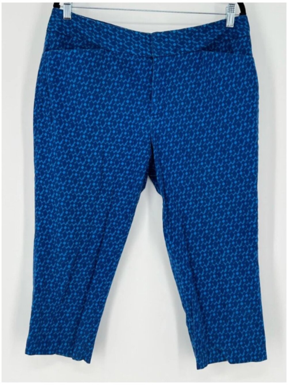 Coldwater Creek Natural Fit NWOT Women's Blue Geo Print Capris, Size 18